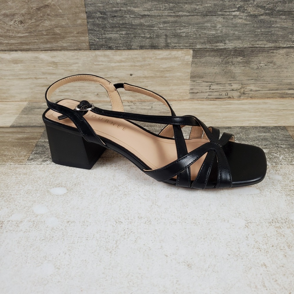 Journee Collection Shyla Womens Strappy Sandals Sz 8 Black Block Heel Slingback